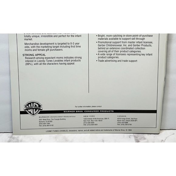 Looney Tunes Lovables Warner Brothers Consumer Products Advertising Sheet Promo - Picture 7 of 7
